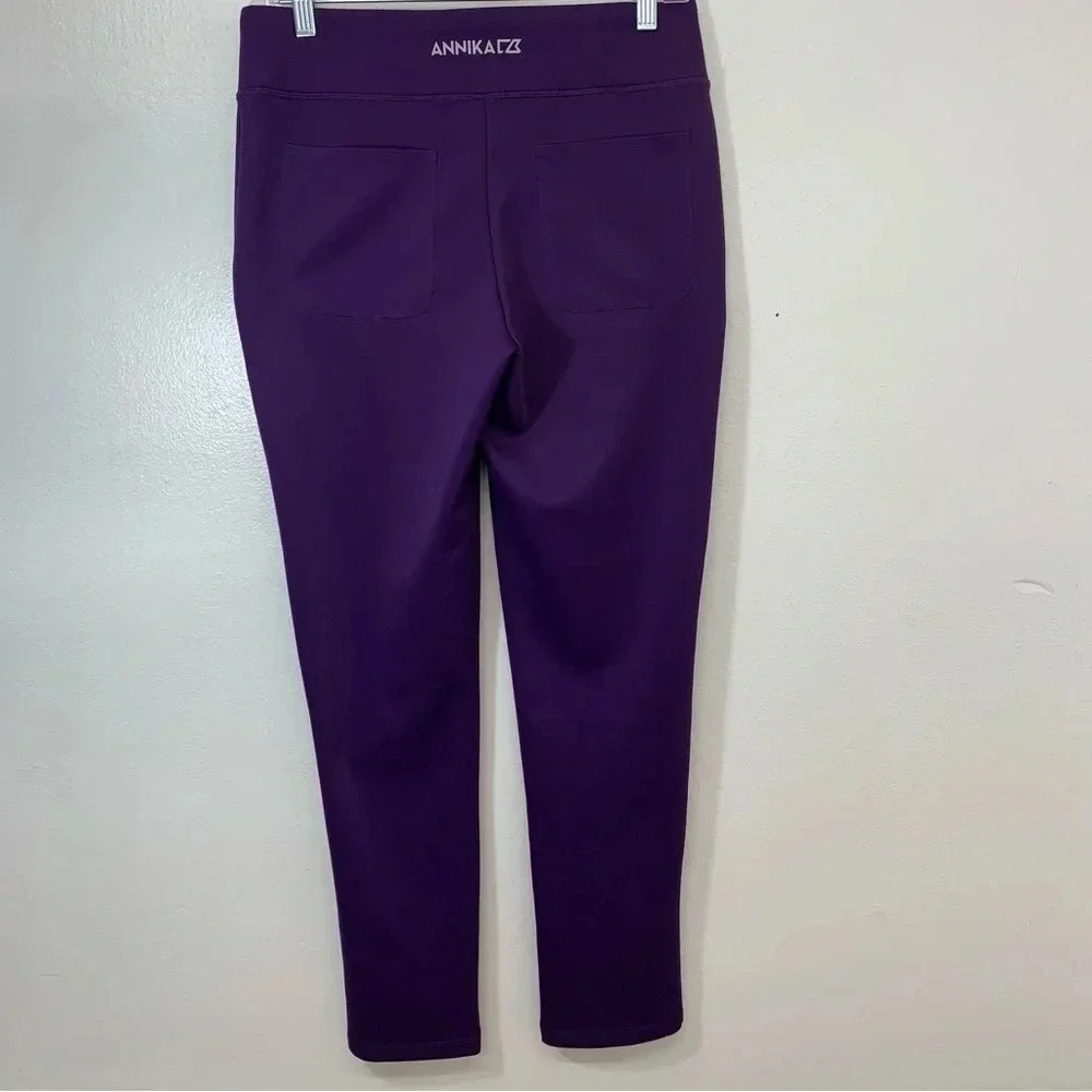 Annika Dry Tech UPF 50 Pants Woman Small Purple Pull On Pockets Golf Travel Work
